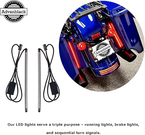 Miniatura 2 de Advanblack PHANTOM - Luces LED de llenado, luz trasera para guardabarros traseros para Harley Touring FLH 2014+ - Correr/Freno secuencial señal de