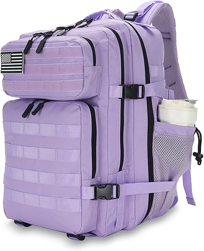 Lovelinks21 Zaino tattico da 25 l, impermeabile, militare, per uomini e donne, zaino da viaggio piccolo, Viola chiaro, Samll