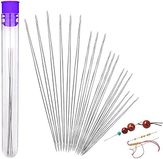 18 Pieces Beading Needles, 6 Sizes Seed Beads Needles Big Eye Beading Needles Collapsible Beading Needles Set for Jewelry Making with Needle Bottle