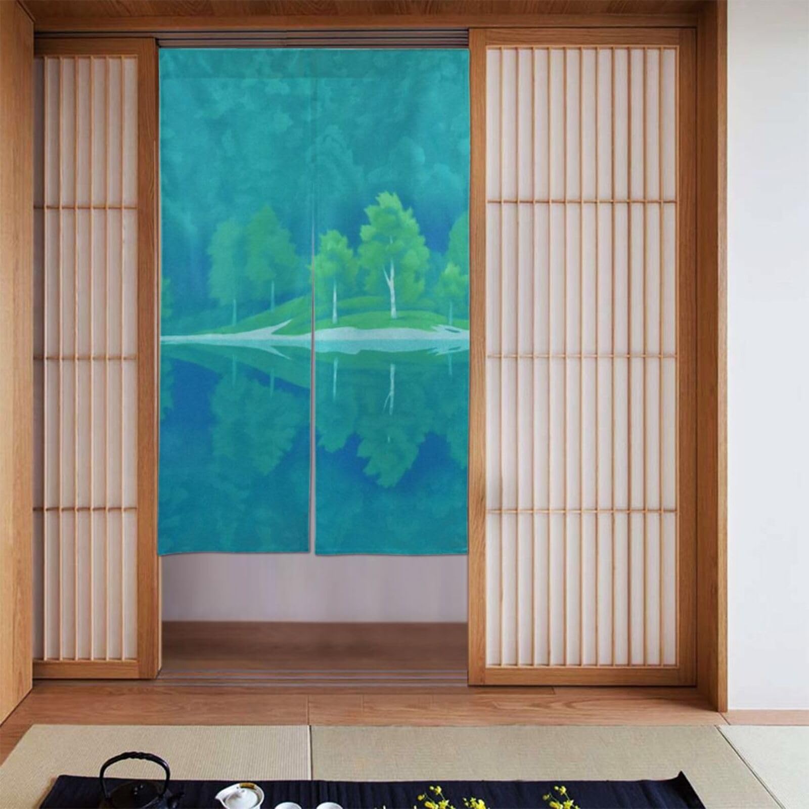 芭蕉布のれん Amazon｜東山魁夷 緑響く(8) のれん 仕切り 目隠し 遮光 布