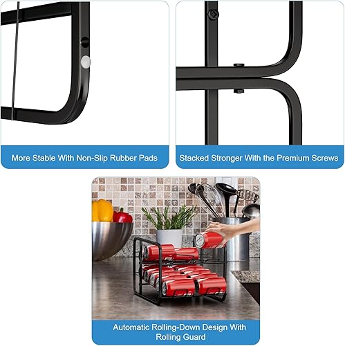 Miniatura 4 de OYEAL Organizador de latas de soda para despensa, paquete de 2 dispensadores de latas de soda para refrigerador, encimera, gabinete, organizador de