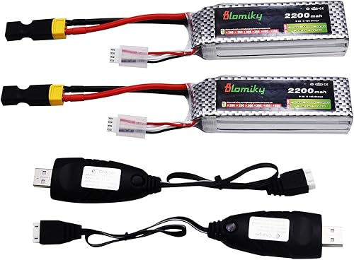 Miniatura 7 de Blomiky Paquete de 2 baterías XT60 Plug 11.1V 3S 2200mAh Lipo y 1 cargador para RC Evader BX Car RC Truck RC Truggy RC Avión UAV Drone FPV Barcos /
