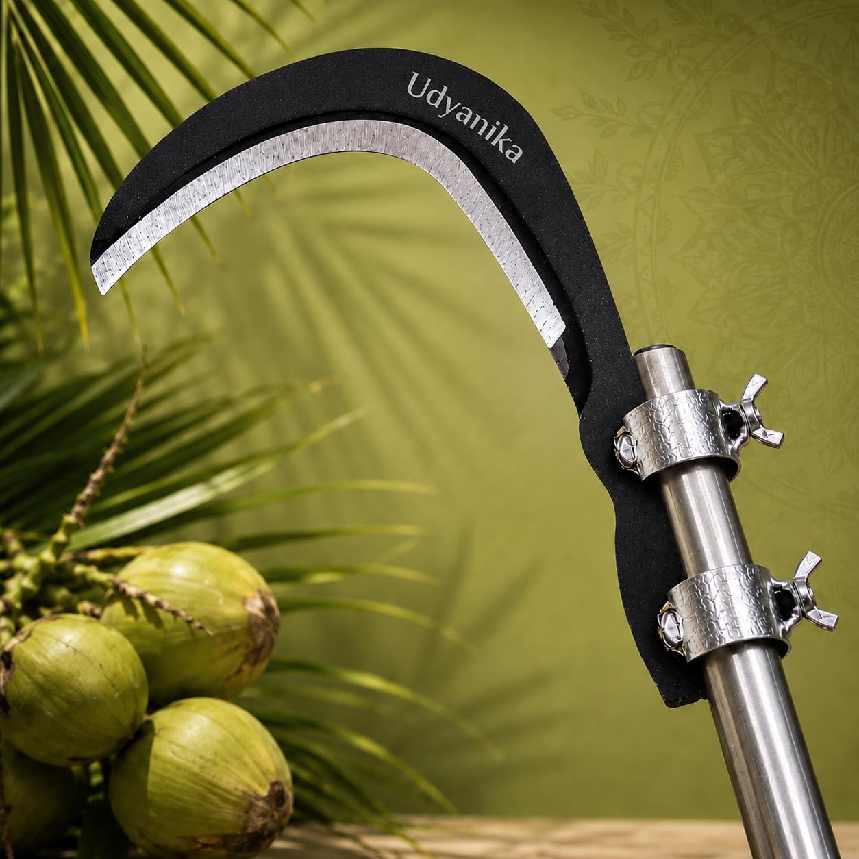 Grass Sickle Cutter Head | Heavy Coconut Plucker with Adjustable Handle Clamp | Razor- Sharp Metal Blade for Tree Branches, Grass, Weeds, Gardening | Multipurpose Agricultural Hand Tool-picture-42