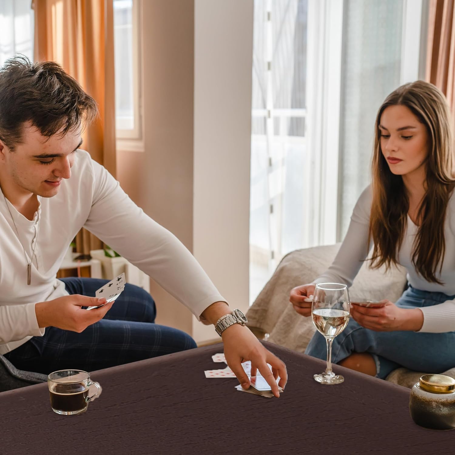 34 Folding Table, Portable Square Folding Card Table with Collapsible Legs Plastic Tables for Camping,Picnic, Office, Party, Brown