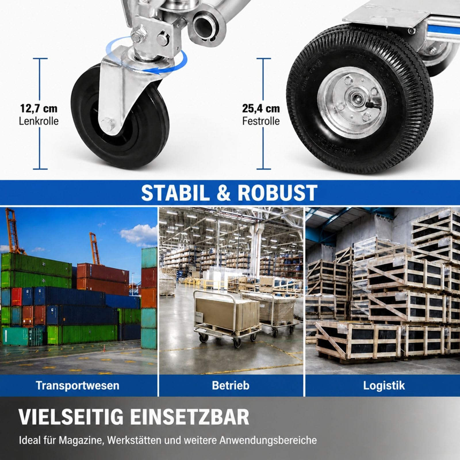 Klappbare Aluminium-Transportkarre mit Treppenrutsche und Kunststoffrädern |