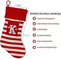 Vista 3 de Calcetines de Navidad de punto con inicial, monograma, medias de Navidad para la familia, casa de campo, medias de Navidad con letras, decoraciones