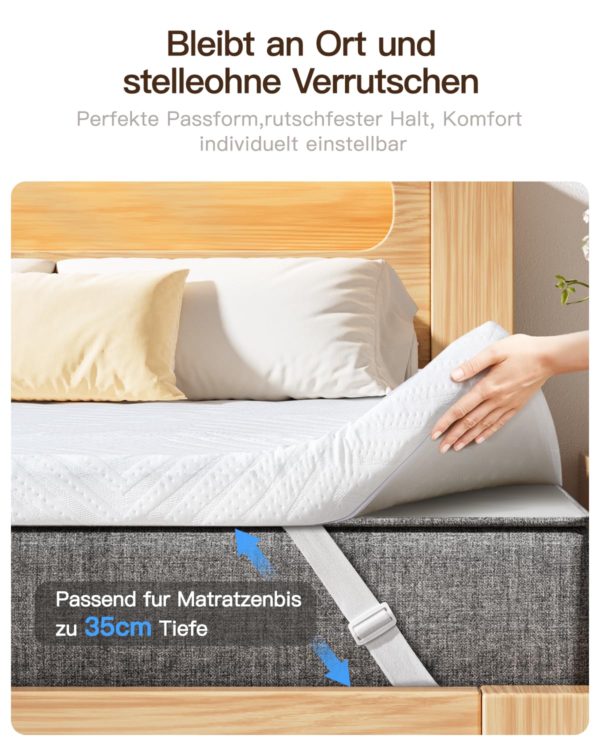 Topper 180x200cm H3 & H4, Schlafsofa Bett Gelschaum, Öko-TEX Zertifiziert, Atmungsaktiv & Waschbar, Matratzentopper für Boxspringbett