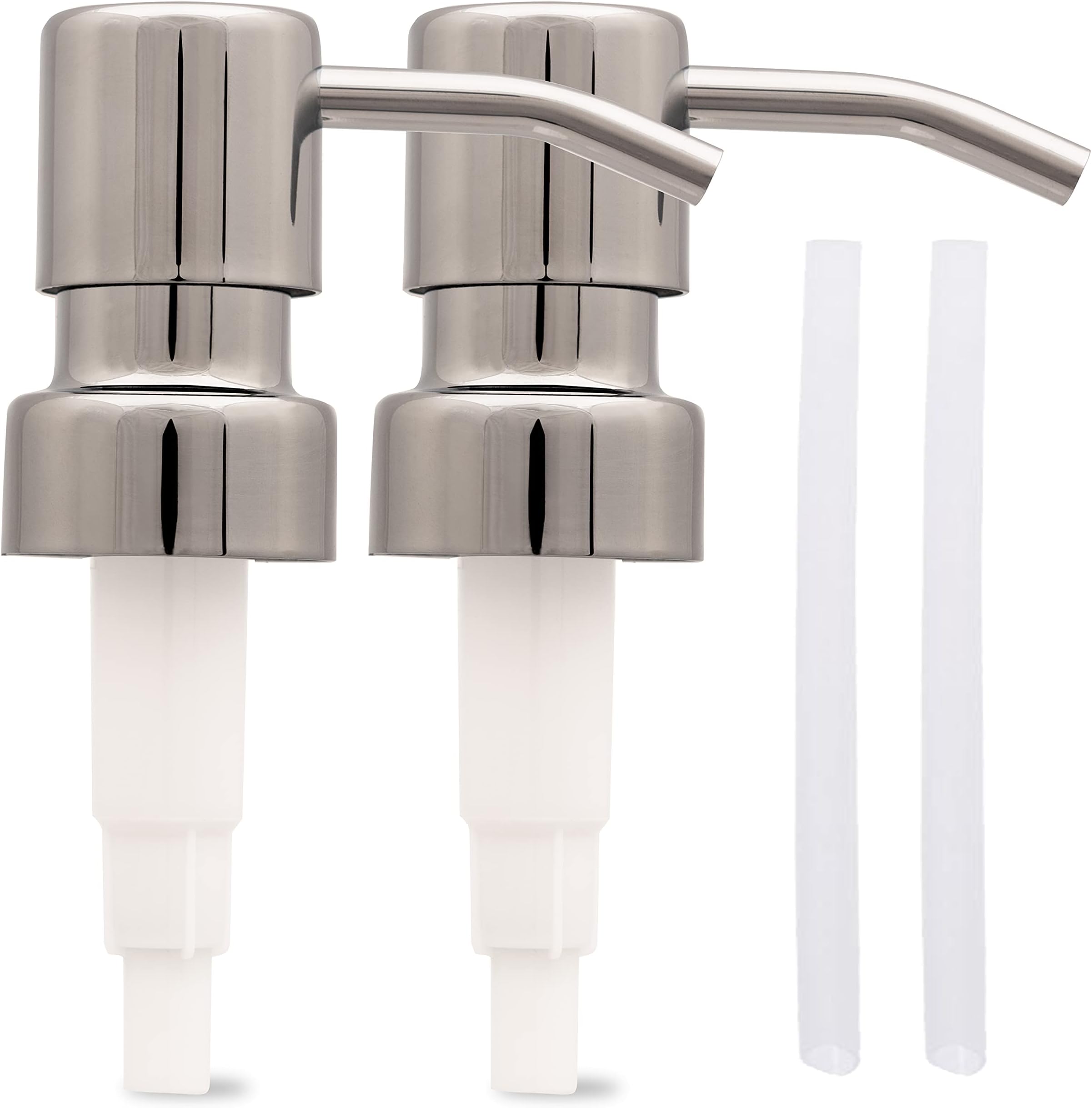 Stainless Steel Soap and Lotion Dispenser Pumps, Replacement for Your Bottles (Chrome, 2 Pack)