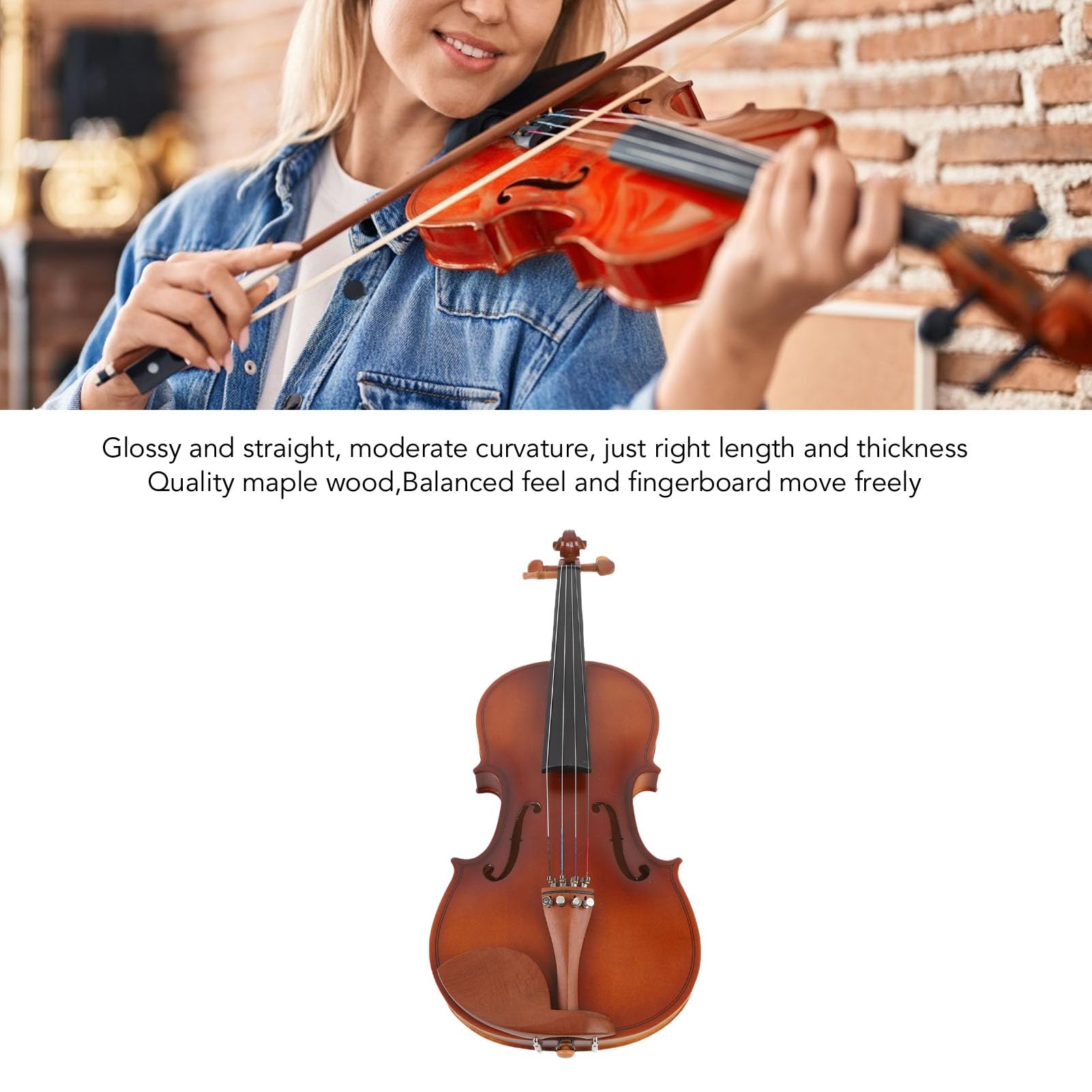 Naroote 4 4 Violino Violino Acustico Opaco in Legno Massello con Archetto e Custodia Rigida Top in Abete Fondo in Giuggiola Design Ergonomico per Principianti Adulti Pratica Ed Esami di