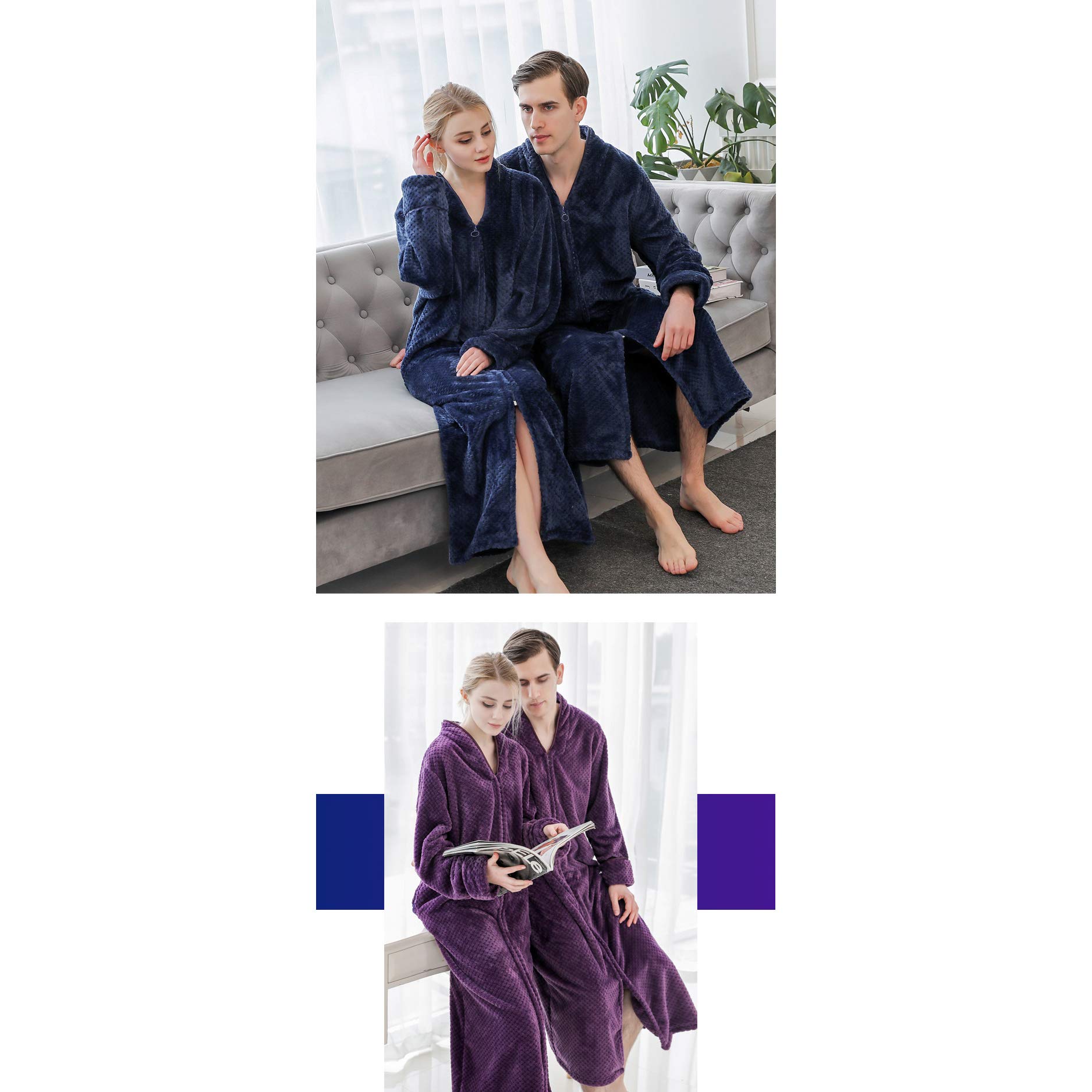 TXQHD Damska męska piżama polarowa koszula nocna aksamitna PJ gruba bielizna nocna zimowa bielizna nocna Supersoft wydłużona bielizna nocna flanelowa 006 XL