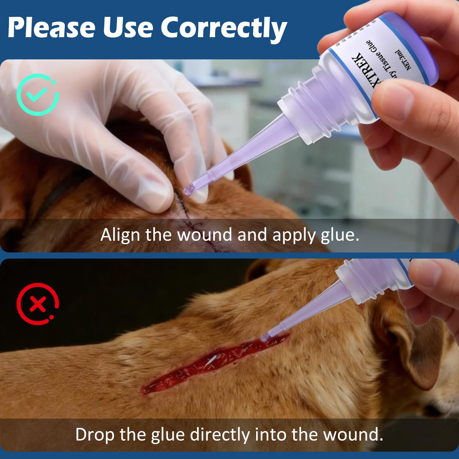 3ml Veterinary Surgical Skin Glue with 15 Precise Applicators, Strong Surgical Adhesive, Blue-Tinted Fast-Acting Tissue Wound Glue, Waterproof Wound Sealant for Multi-Pet Households — Amazon image 6