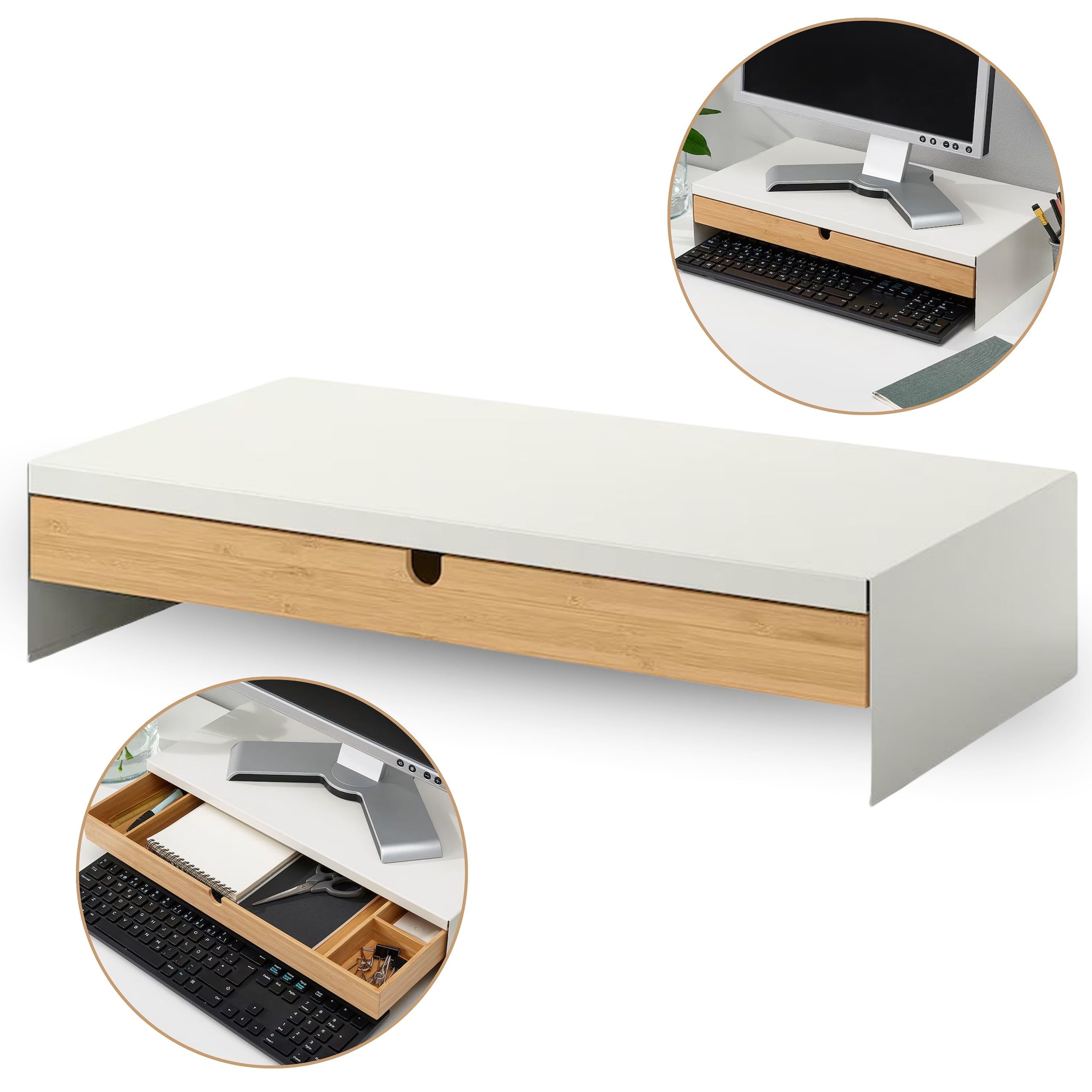 sarcia.eu ELLOVEN Supporto per monitor con cassetto, bianco 504.747.70