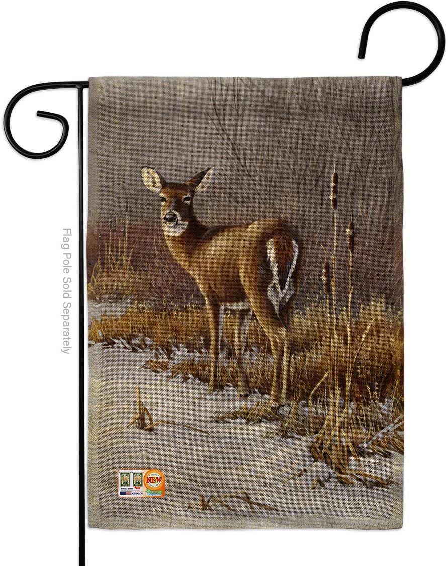 Breeze Decor BD-WL-G-110062-IP-DB-D-US12-AL 13 x 18.5 in. On Alert Burlap Nature Wildlife Impressions Decorative Vertical Double Sided Garden Flag