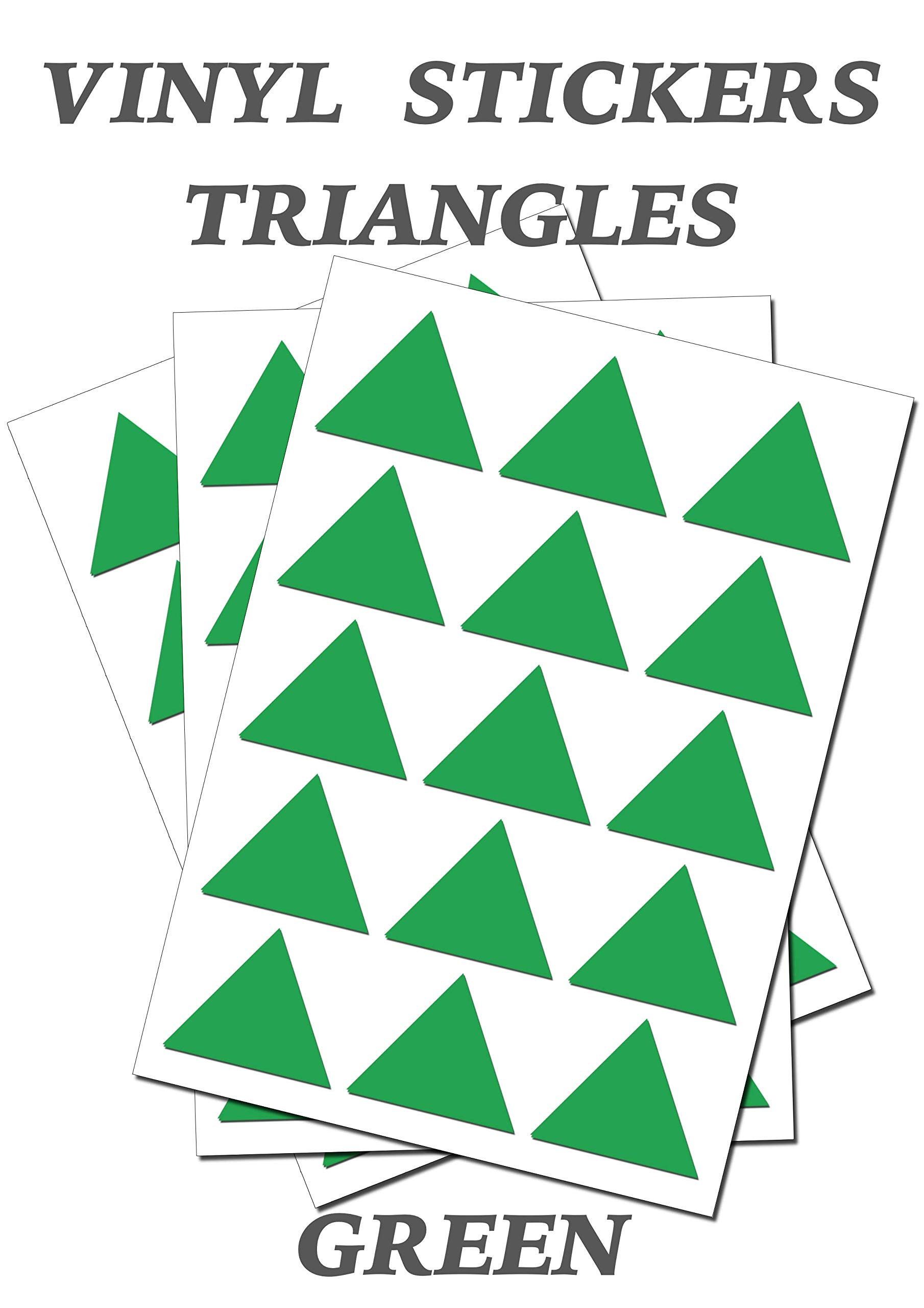 Party Decor Green 50 Triangles - Removable Self Adhesive Waterproof Durable Vinyl Stickers - Digitally Cut To The Sticker Shape - Size 25Mm