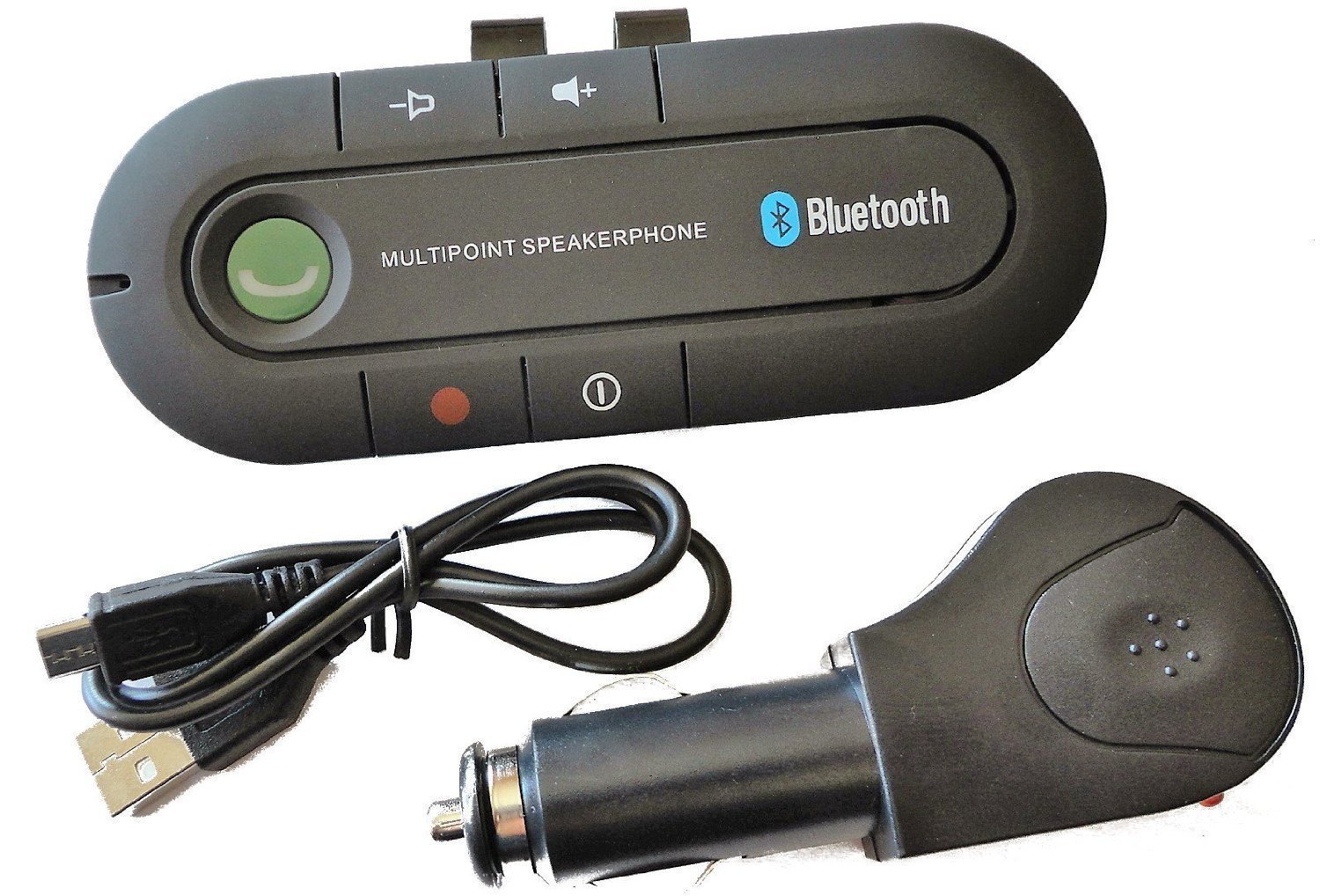 Elevea Portable Car Bluetooth Receiver Wireless Handsfree Kit with Multi Phones Connections and Voice Command in-Car Speaker
