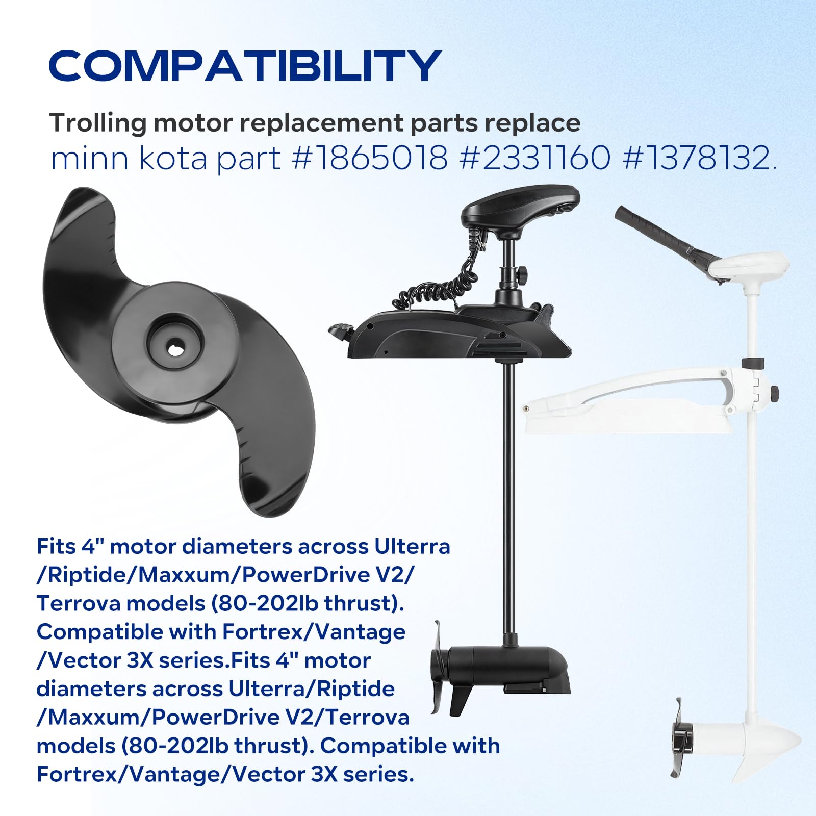 Hélice De Moteur De Pêche MKP-33 Pour Minn Kota – Compatible 36,3 à 91,6 Kg, Avec Kit D'écrou Et Clé