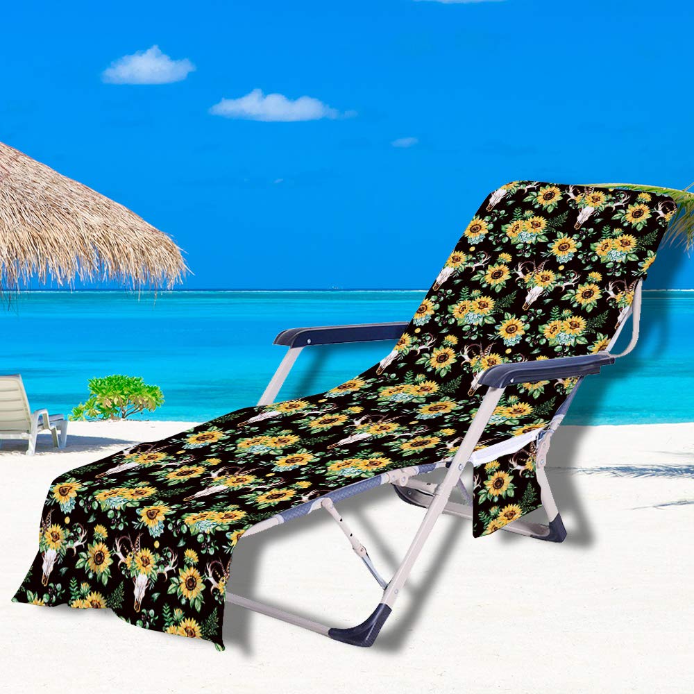 FANSU Gartenliege Bezug 75x210cm - Frottee Liegenauflage Mit Taschen