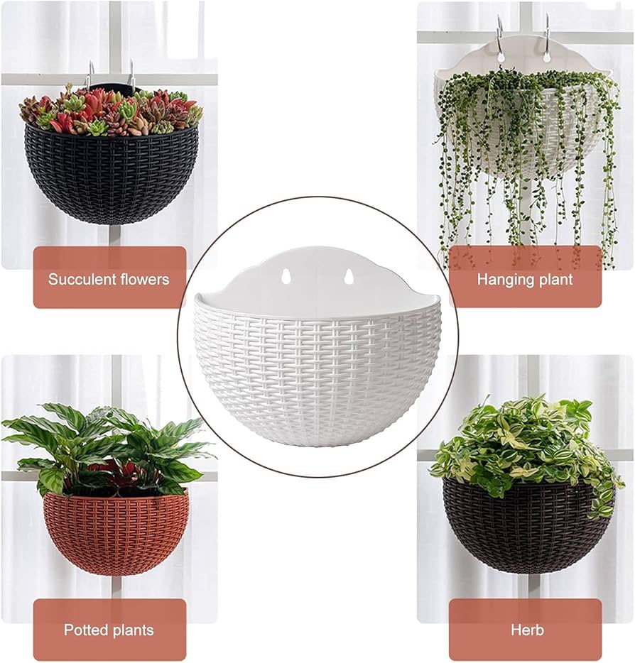 AOKWAWALIY 2 fioriere da parete per interni in macramè, decorazione da parete, vasi per orchidee, vaso da parete, vaso da parete, vaso per piante d'aria, vasi da fiori, cesto da appendere, cesto