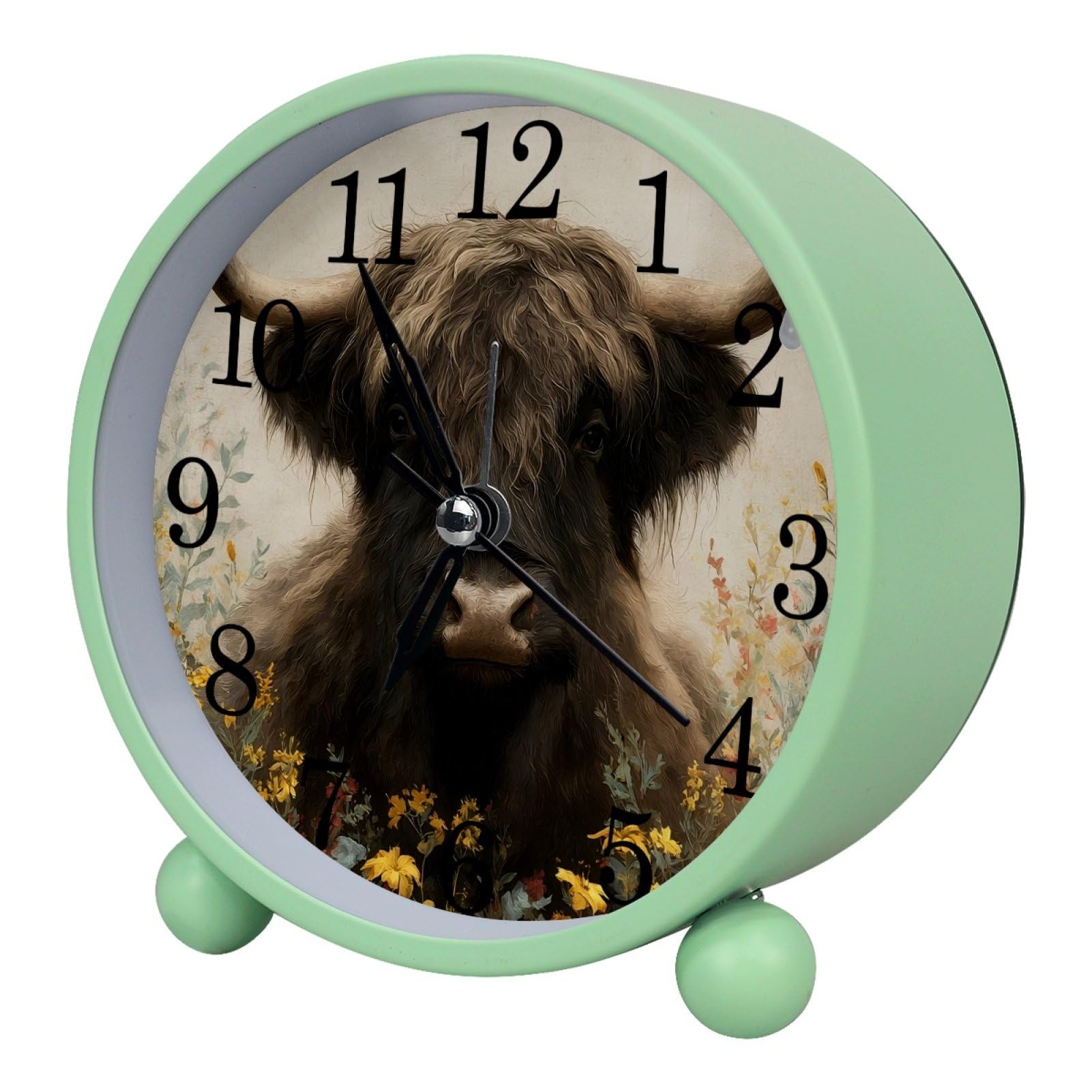 etoenbrc Watercolor Butterfly Silent Analog Alarm Clock Small Battery Operated Clock Slient Plastic Table Clock for Living Room Bedroom Color495