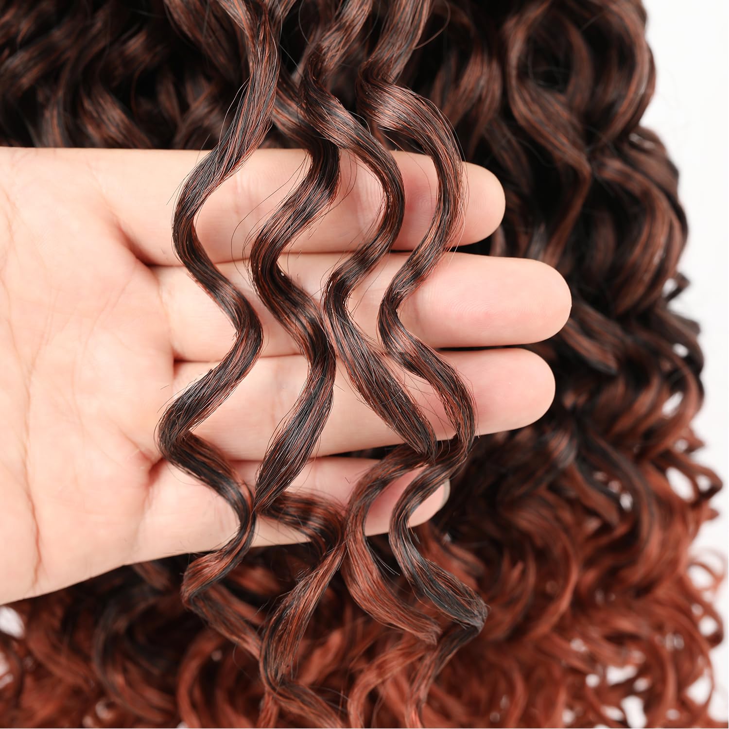 Mscat 8 Packs GoGo Curl Crochet Hair 14 Inch Short Curly Crochet Hair Ombre Beach Curl Water Wave Deep Twist Crochet Braids Synthetic Braiding Hair Extensions for Women - Image 4
