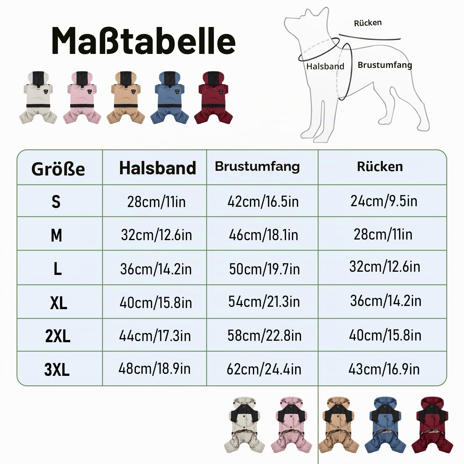 Warmer Hundemantel mit Kapuze, wasserdichter, winddichter Winter-Hundemantel für den ganzen Körper, Schneeanzug, verstellbare Kleidung für Haustiere bei kaltem Wetter (Rosa, M)