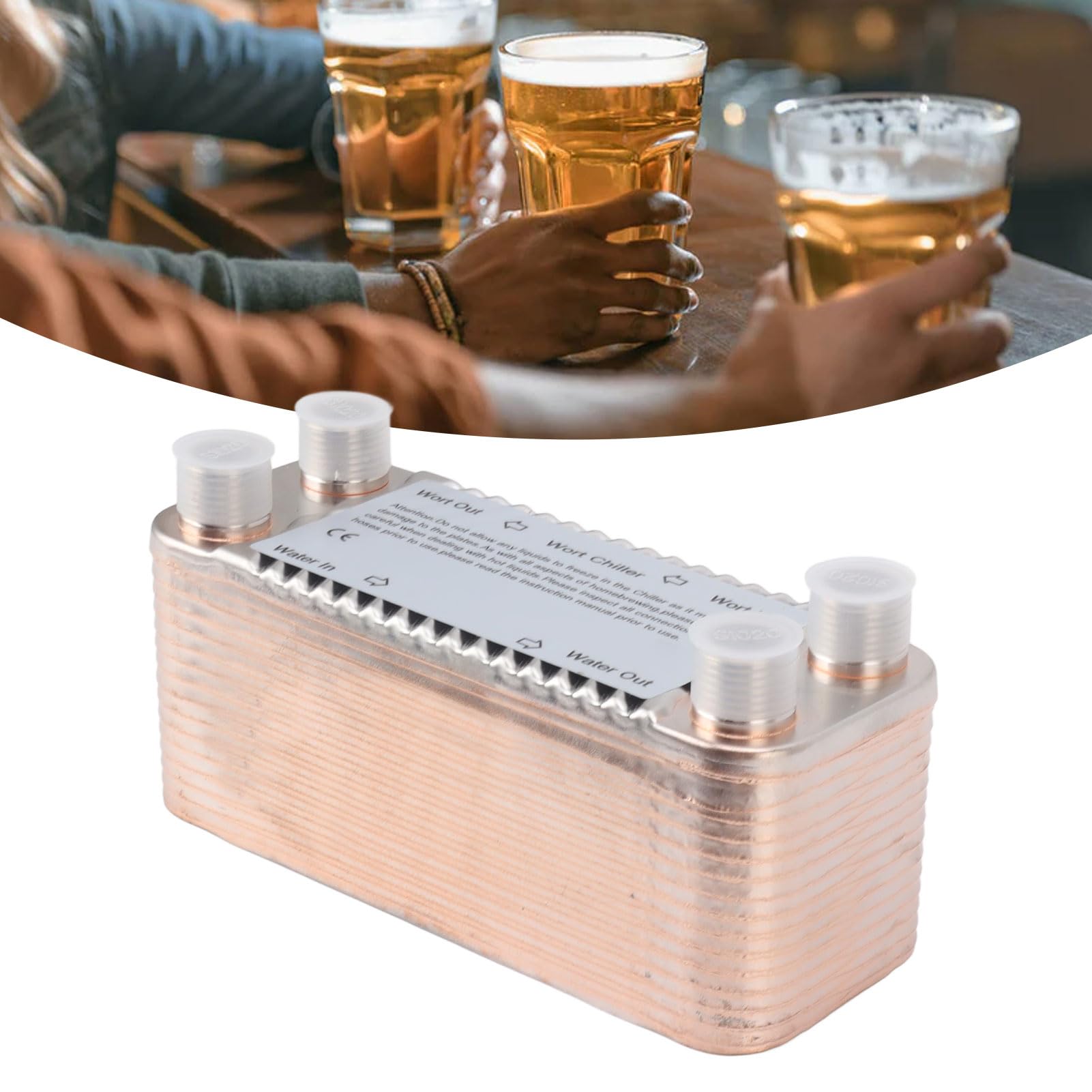Enfriador de Mosto de 30 Placas, Intercambiador de Calor de Acero Inoxidable de Alta Eficiencia Enfriador de Contraflujo Herramienta de Enfriamiento de Cerveza con Rosca Npt 1/2 Pulgada