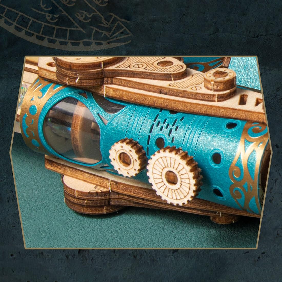 Rompecabezas de madera 3D para adultos, modelo de revólver de madera 3D, juego de construcción compatible con bolas de madera, 318 piezas 3D rompecabezas de madera Steampunk Revólver 3D