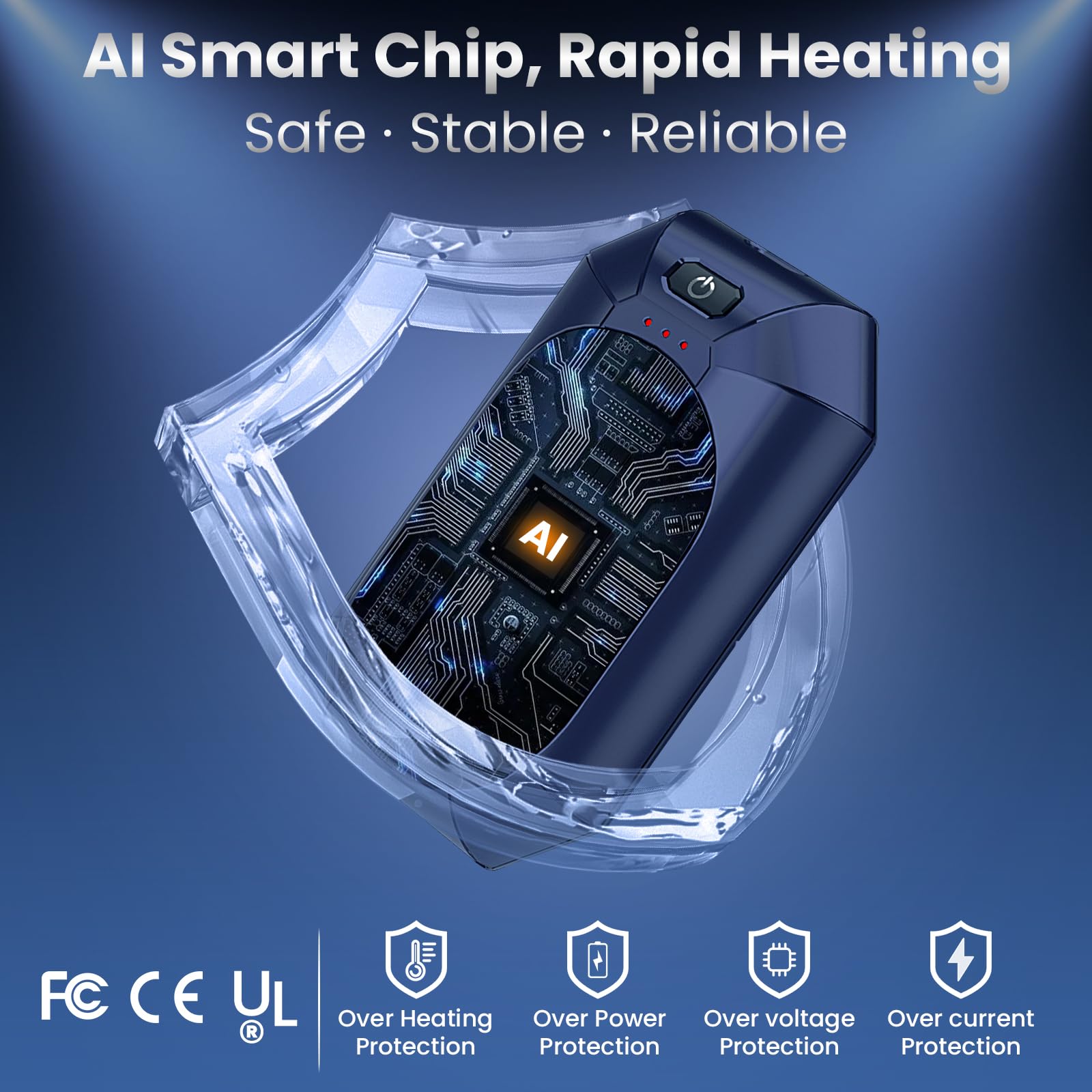 WARMHAND Calentadores de manos recargables AI, paquete de 2, calentador de manos eléctrico reutilizable, calentador de manos para golf, caza, camping, regalos cálidos de invierno para hombres y
