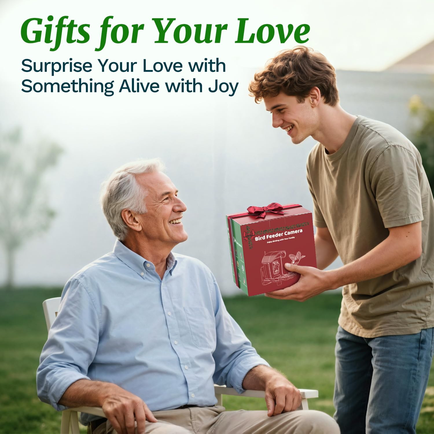 Smart Bird Feeder with Camera Solar Powered, AI Identify 11000+ Birds Species,2K Video Bird Feeder for Outdoors Garden,1L Large Capacity, for Birdlover,Green