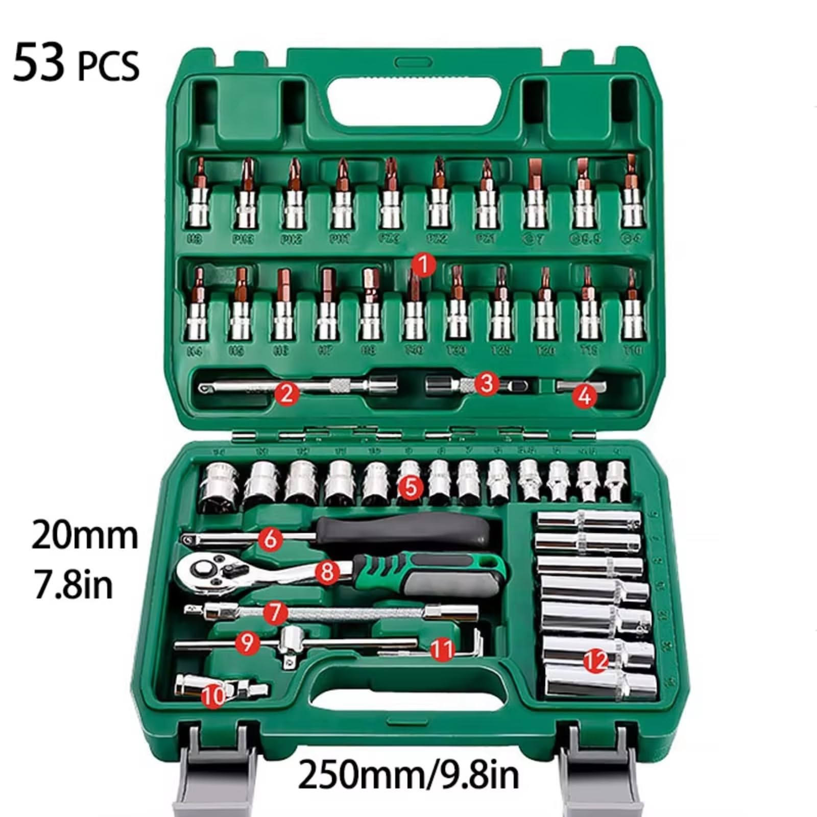 Maletín herramientas multiusos Juego De Llaves De Trinquete De 53 Uds. Enchufes De Trinquete Reversibles Kit De Reparación De Automóviles Para El Hogar Herramientas Manuales