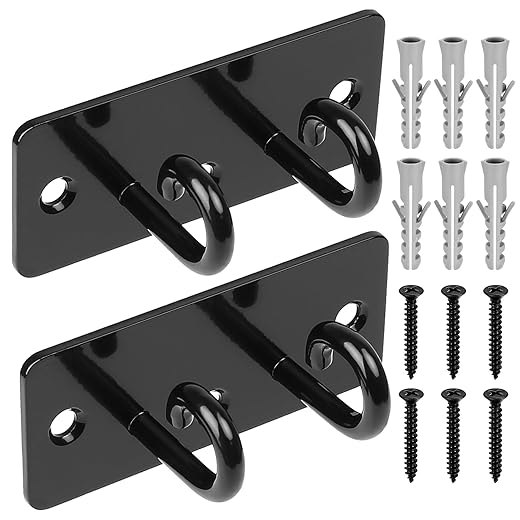 Wall Anchor Hooks for Resistance Bands, Set of 2 Wall Mount Holders, Exercise Anchors for Body Weight Straps, Home Gym, Stretching, Yoga, Strength Training, Workouts