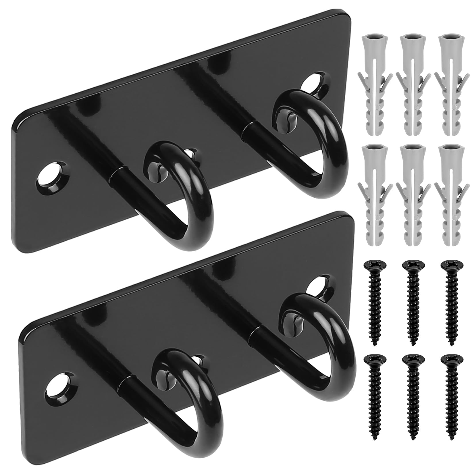 Wall Anchor Hooks for Resistance Bands, Set of 2 Wall Mount Holders, Exercise Anchors for Body Weight Straps, Home Gym, Stretching, Yoga, Strength Training, Workouts