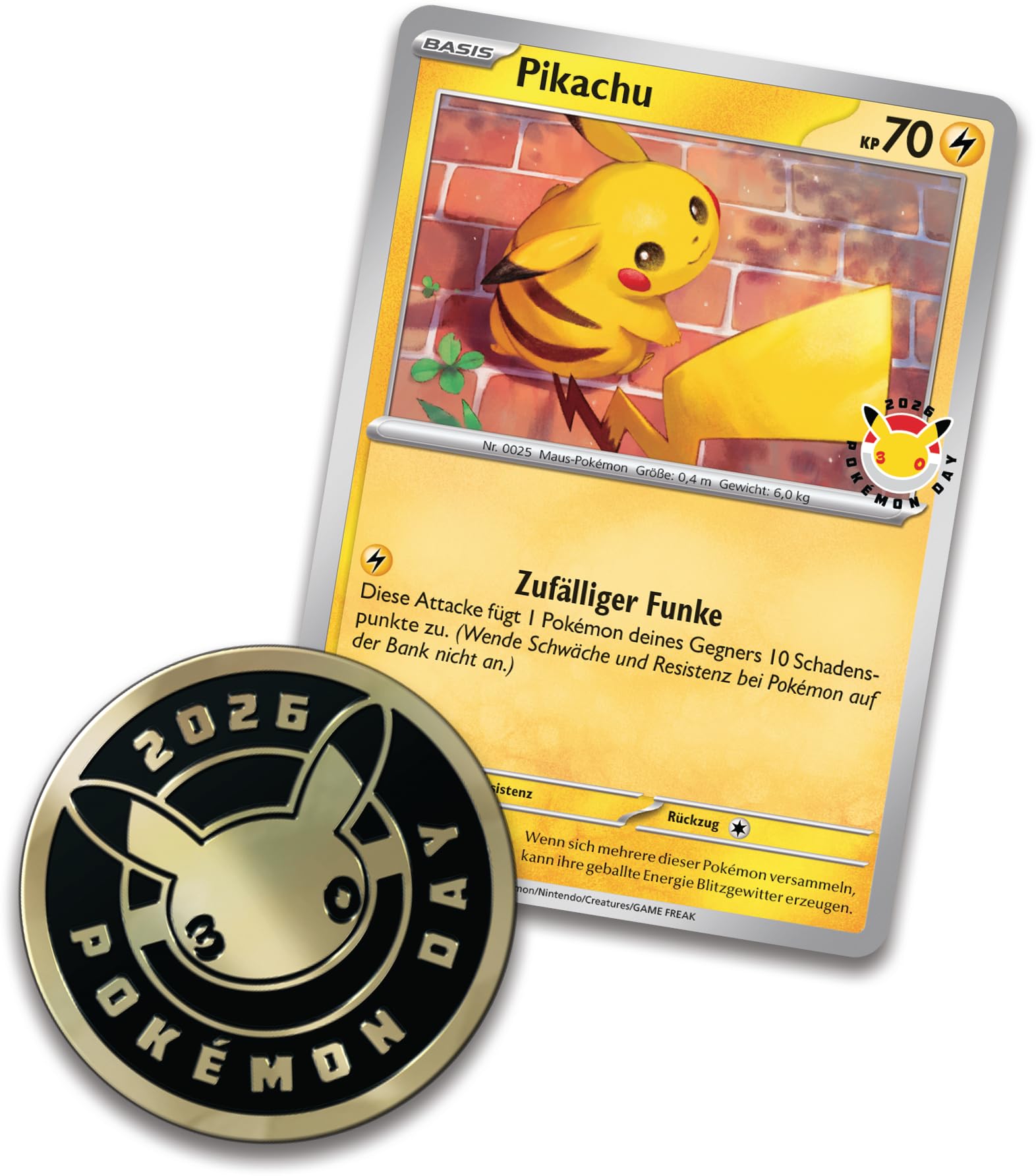 Pokémon - Juego de Cartas coleccionables: Colección Pokémon Day 2026 (1 Carta Promocional holográfica, 1 Moneda y 3 Paquetes de Refuerzos)