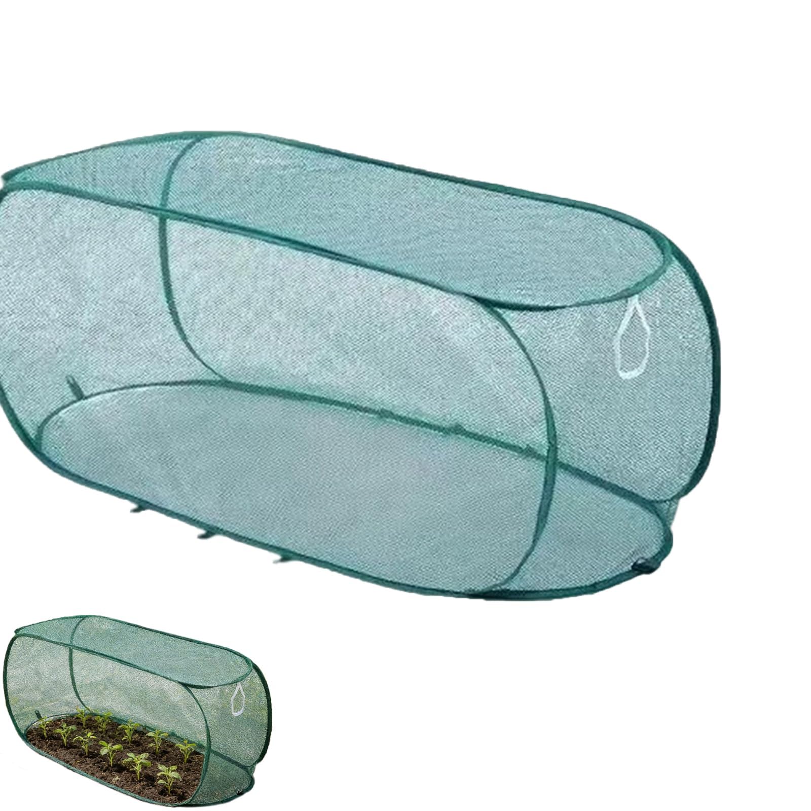 Ciobz 1Pcs Green Pop-Up Mesh Plant Cover, Foldable Fruit Cage Netting With Ground Nails, Plant Protection Tent For Strawberry Tomato, Anti-Bird Insect Netting For Garden (1Pcs Green)