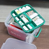 Vista 4 de Vababa Clear First Aid Box, Plastic Storage Container with Locking Lid & Handle