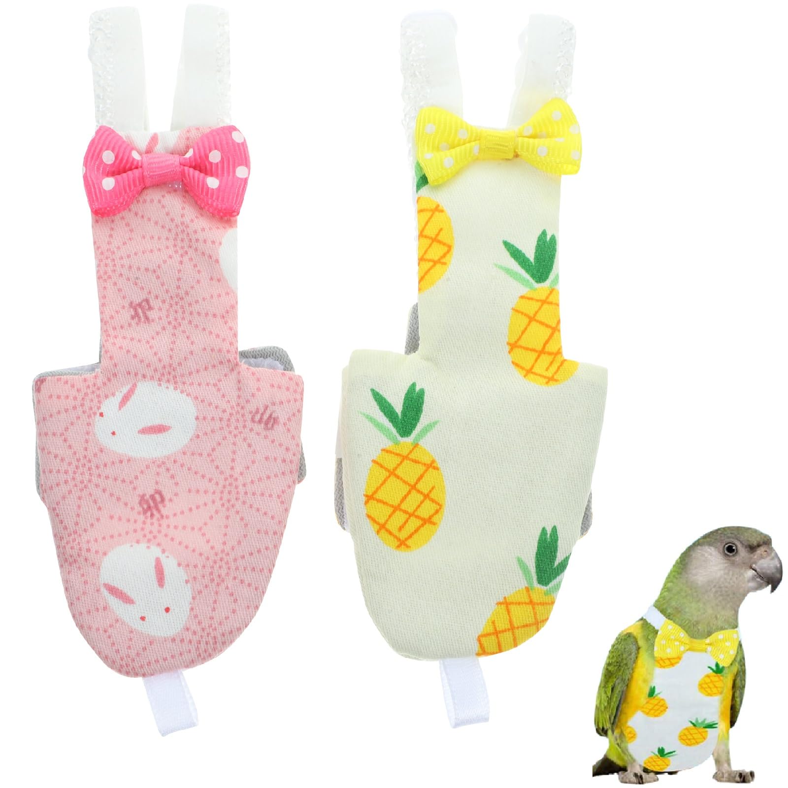 VILLCASE Pañales para pájaros, 2 pañales Lavables para Loros, Reutilizables, de algodón, Protectores para Loros, para periquitos, cacatúas, Mini, periquitos, Canarios