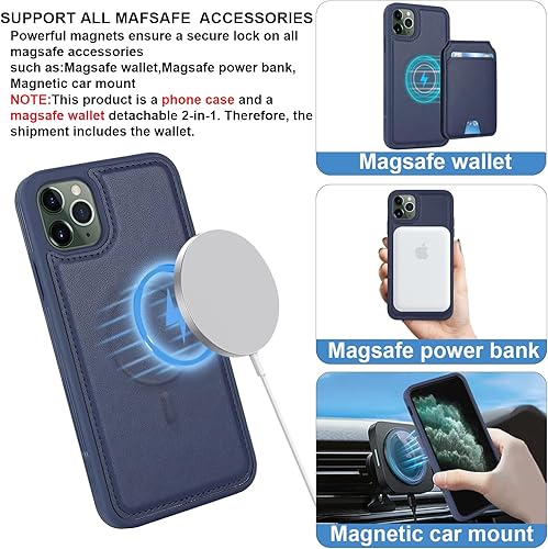 Miniatura 3 de Havaya Magsafe - Funda magnética desmontable 2 en 1 para iPhone 11 Pro Max con tarjetero Magsafe compatible con soporte para teléfono, ranuras para