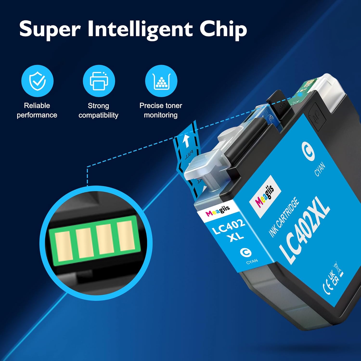 LC402XL LC402 XL Ink Compatible for Brother LC402XL Ink Cartridges for Brother Printer MFC-J5340DW MFC-J6540DW MFC-J6740DW MFC-J6940DW (4 Pack, BK/C/M/Y)