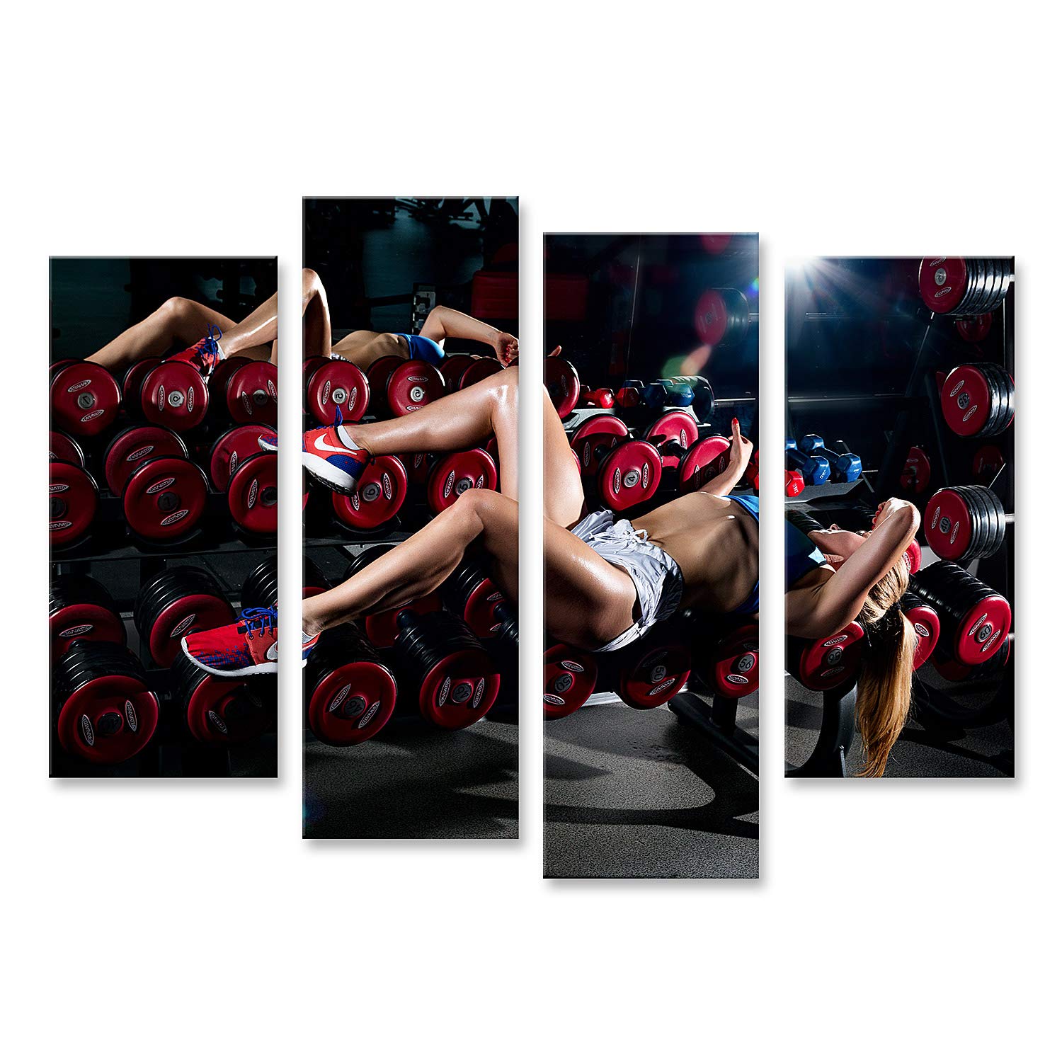 Immagine su tela Fitness Giovane ragazza sudata con corpo sportivo in palestra sessuale murale soggiorno ufficio immagini GBFC-4erPx