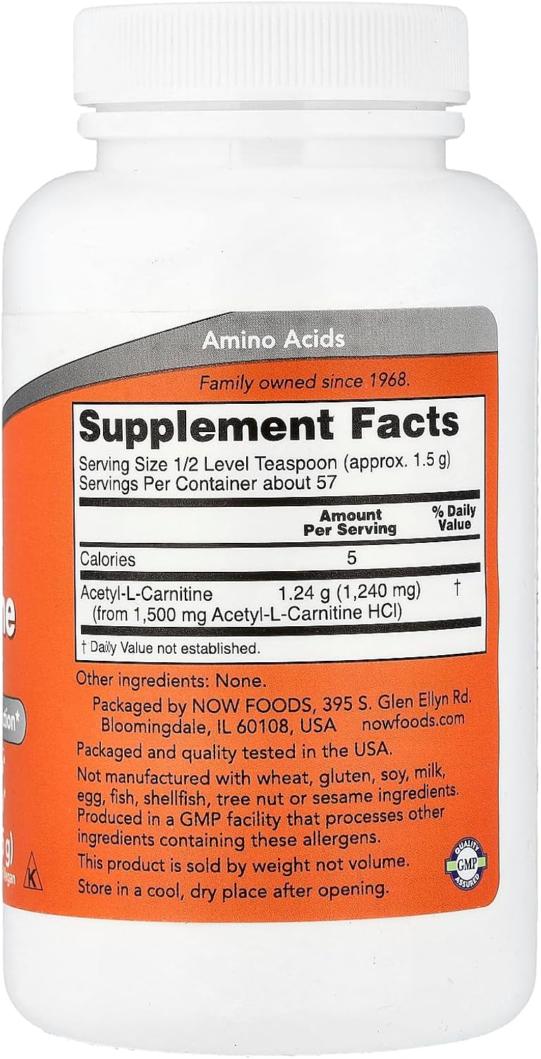 Acetyl-L Carnitine Pure Powder - 3 oz (85 Grams) by Now