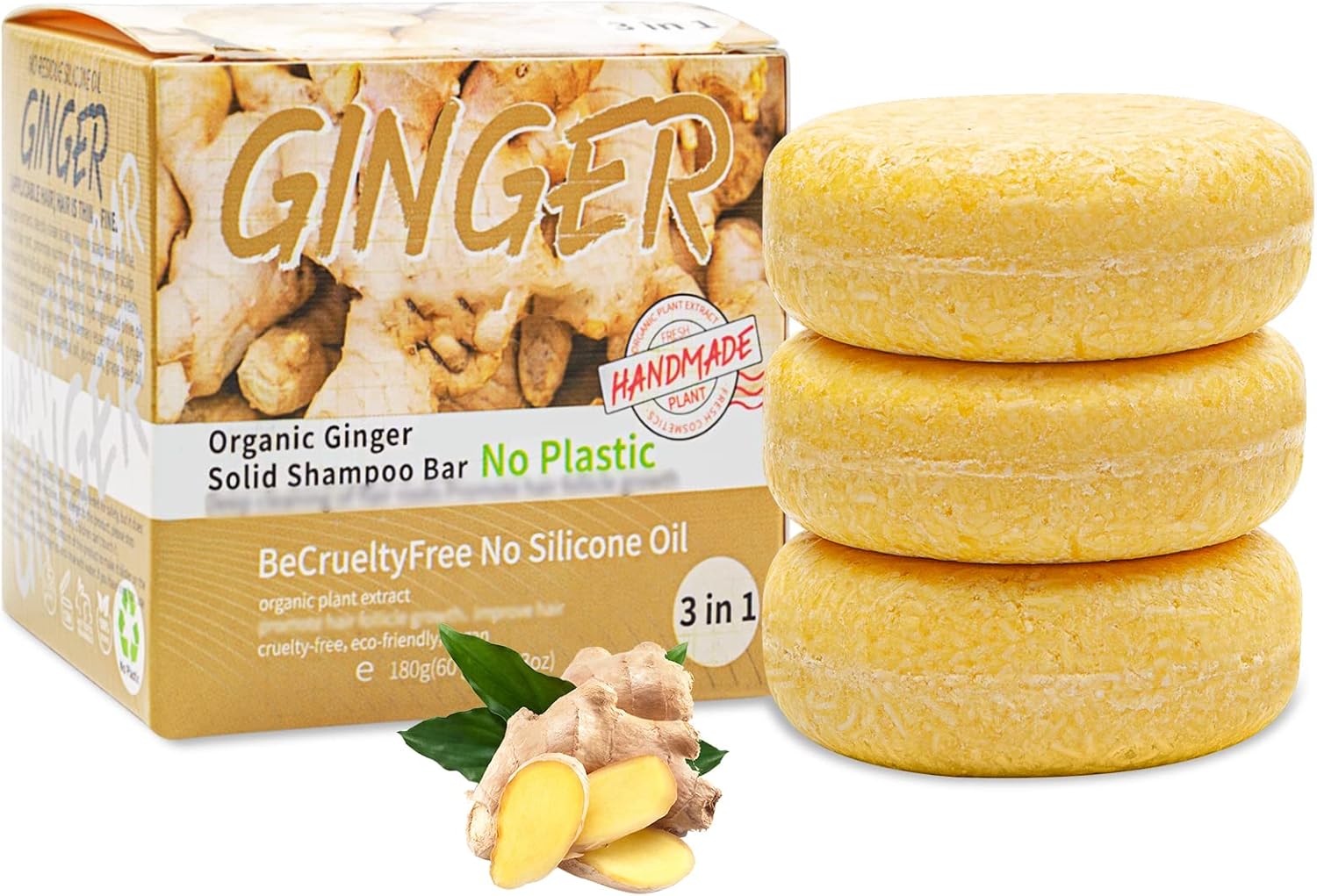 Organic Ginger Hair Shampoo Bar,Ginger Shampoo Soap,Nourishes and