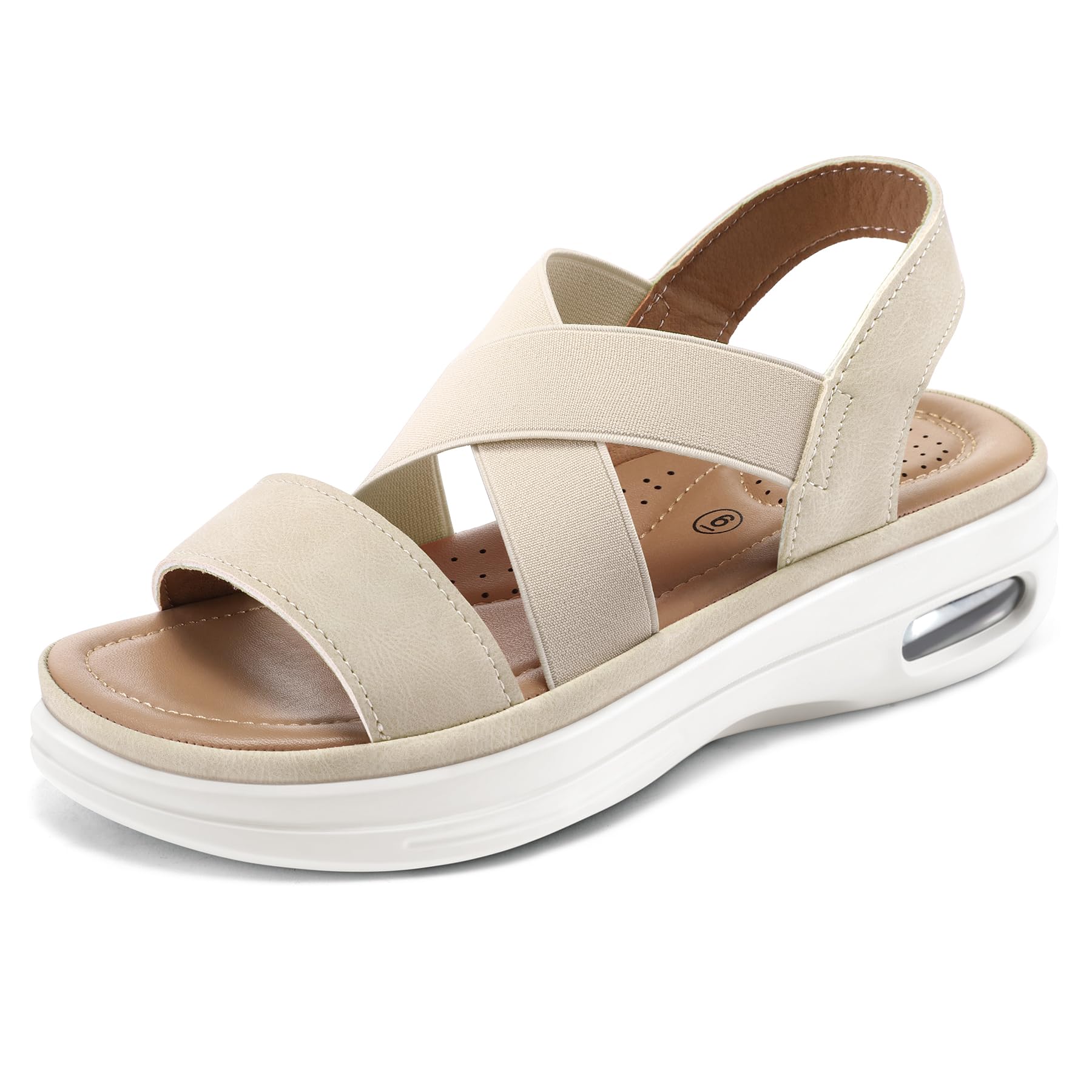 mysoft Women's Comfortable Walking Sandals Air Cushion Sport Slingback Elastic Band Platform Shoes
