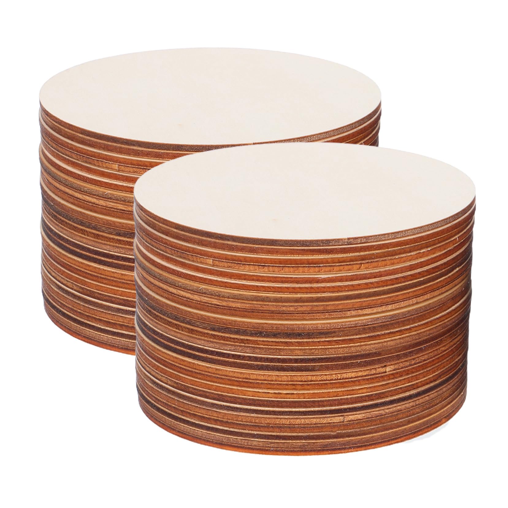 50 Stück Teiliges Runde Holzkreise aus Unlackiertem Holz für DIY Bastelprojekte Türanhänger Hochzeit Dekoration Blanke Holzscheiben mit Glatter Oberfläche zum Bemalen und Gravieren