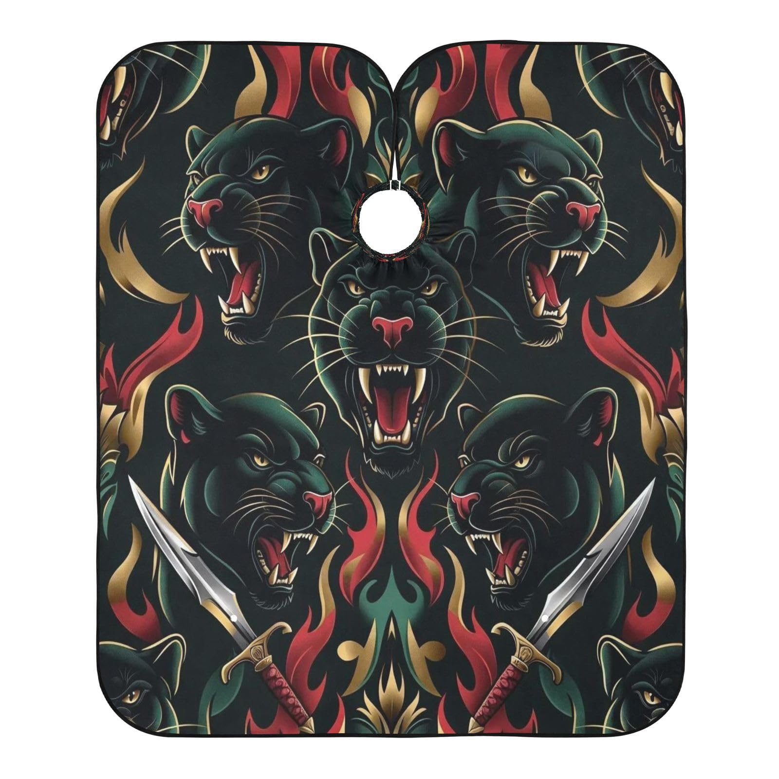 Kigai Old School Tatto Hair Cutting Cape for Men & Women Waterproof Barber Cape Professional Hairdressing Salon Styling Apron with Adjustable Closure Snap