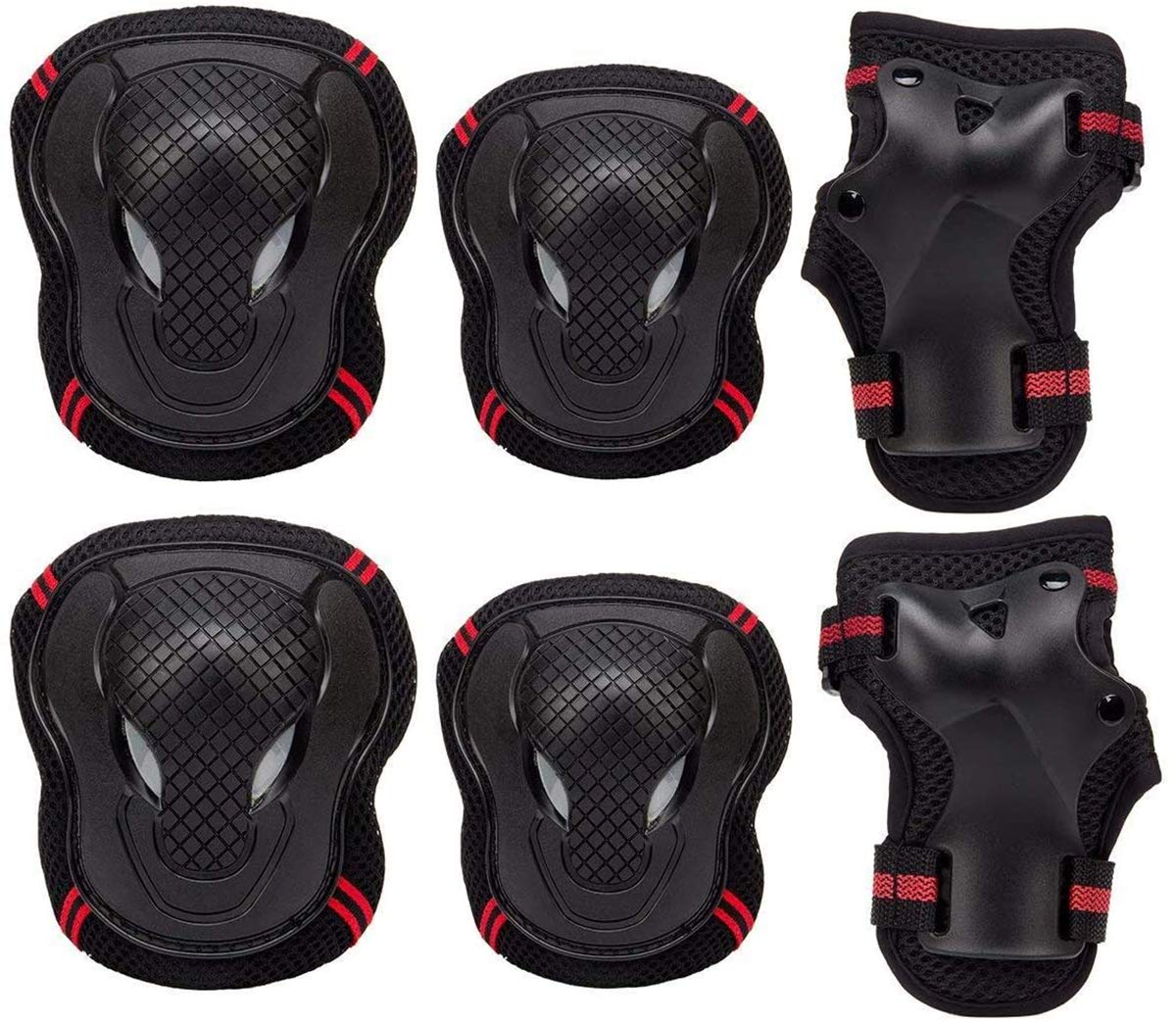 DELFINO 6 Pcs Knee Pads And Elbow Pads For Children, Kids Knee Elbow Wrist Protective Guard Pads, Inline Skating Scooter Rollerblade Cycling Skateboard Protective Gear Set for Boys and Girls