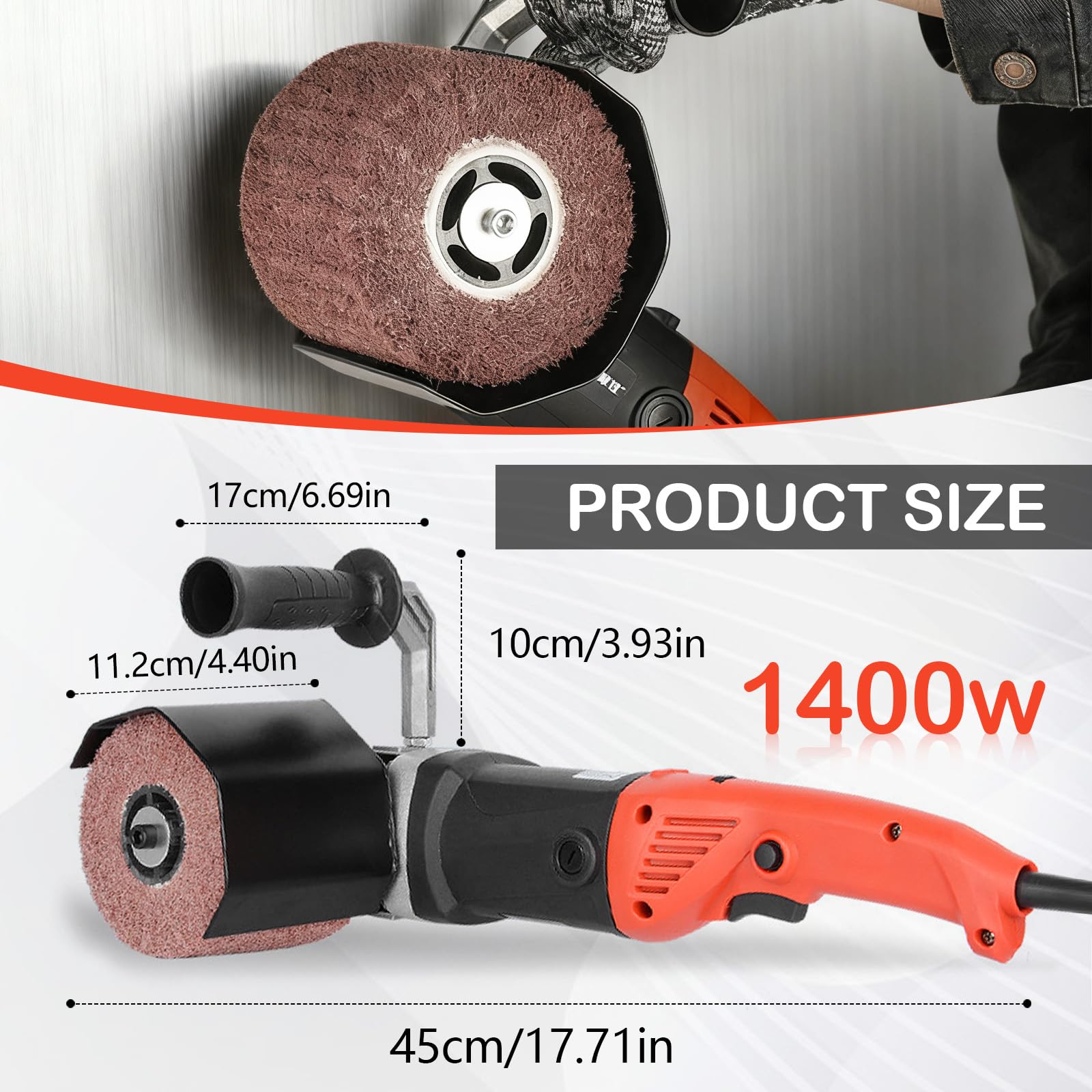Máquina de Acabado Satinado, Lijadora de Cepillo de 1400W 220V Eléctrica Lijadora con Rodillos de Acabado Satinado 3000 RPM Máquina de Cepillo para Rodillos de Pulido de Ø 100-120 mm