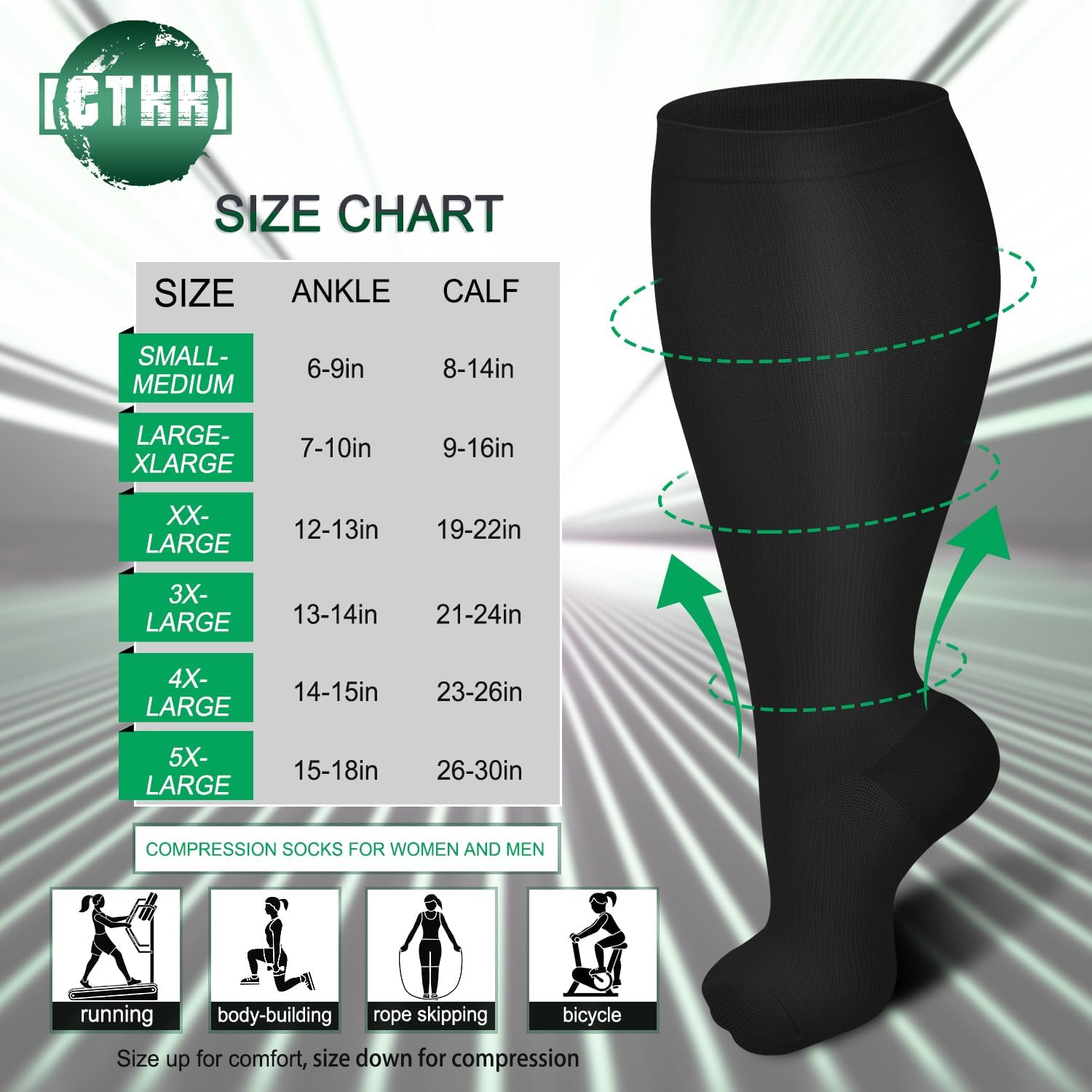 3 Pack Plus Size Compression Socks for Women & Men, Extra Wide Calf Knee High Stockings for Circulation Support - Image 3