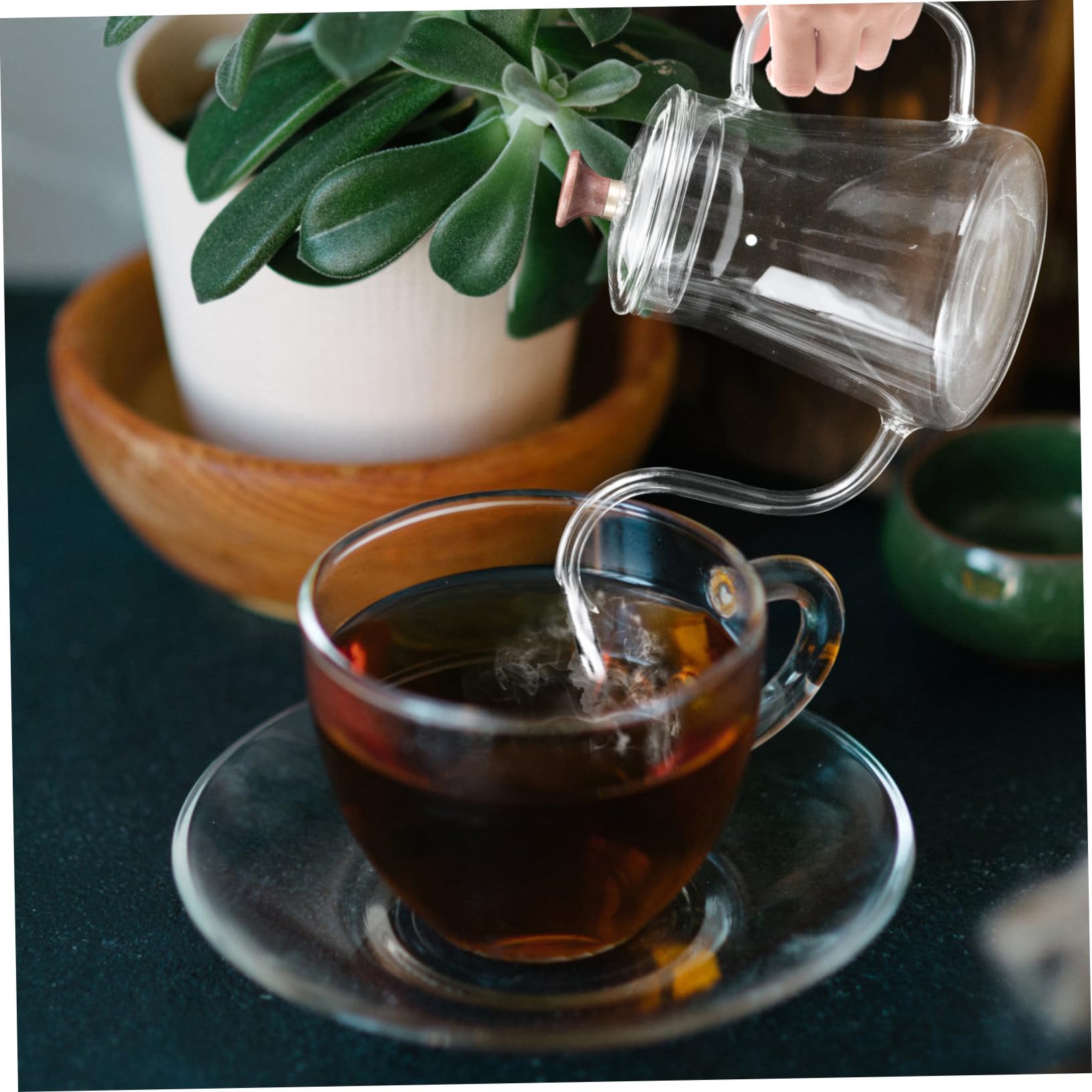 ULTECHNOVO Caffettiera Da Ufficio in Vetro Trasparente 350ml Beccuccio Lungo a Goccia, Bollitore Manuale Impugnatura Ergonomica Per Infusione Caffè e Tè, Per Casa e Lavoro