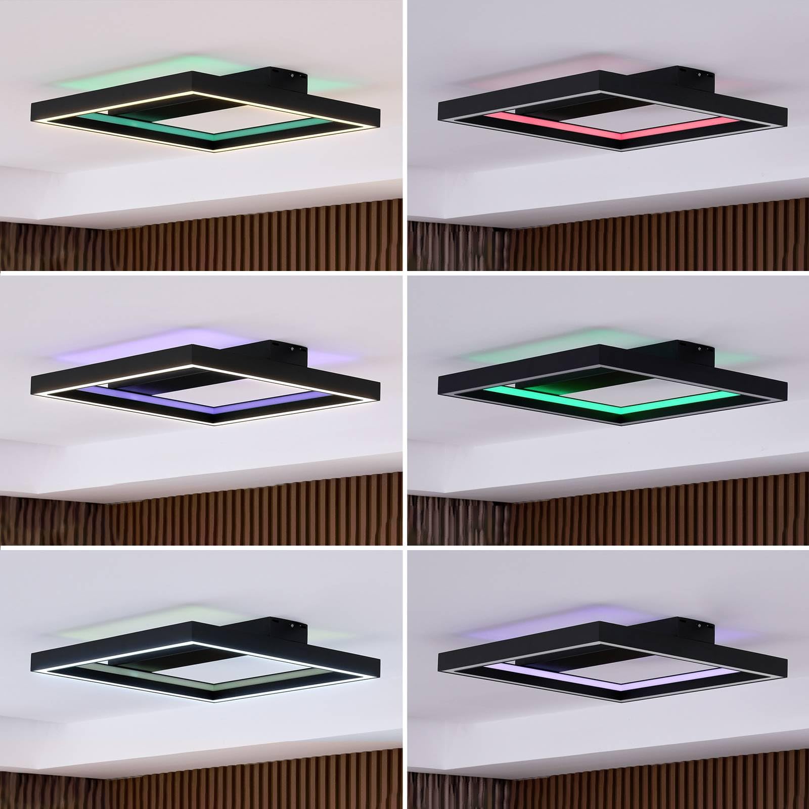 Lucande LED Deckenlampe dimmbar 50 cm, RGB Backlight wechselbare Lichtfarbe (2700-6500K) Fernbedienung App Steuerung Smart Home Wohnzimmerlampe