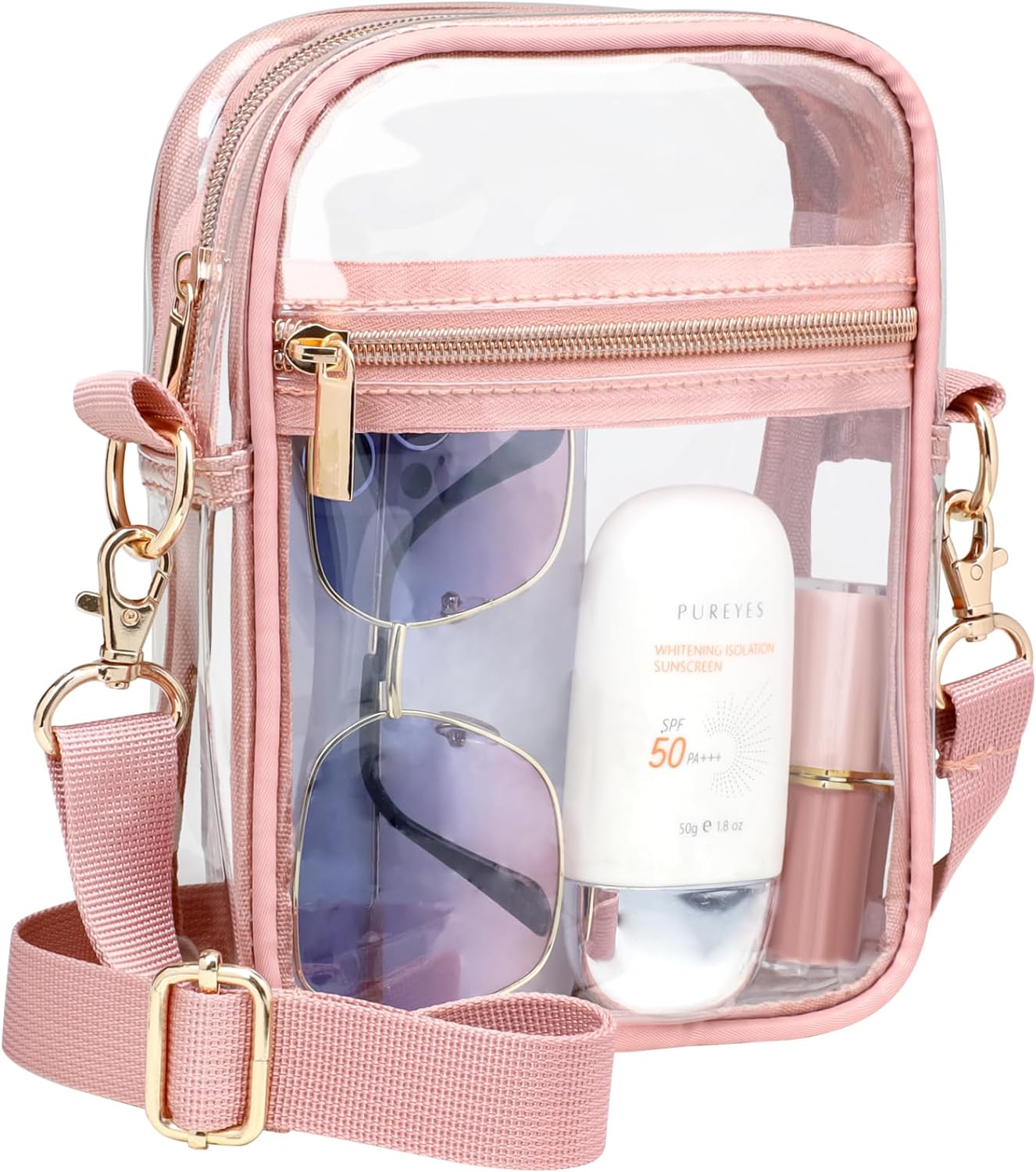 PACKISM Clear Bag for Stadium Events - Clear Purses for Women Transparent Crossbody Messenger Bag for Concerts Game Day